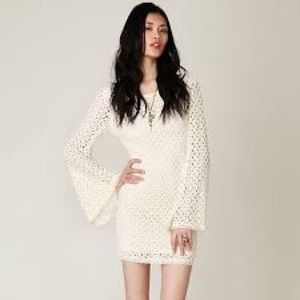 Free people crochet mini dress low back bell sleeves